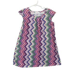 HANNA ANDERSSON Knit Dress Girls 110 US 5 6 Purple Zig Zag Cap Sleeve Summer